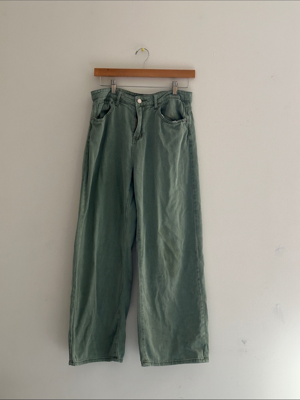 Wide Leg High-Rise Pants — Sage Green